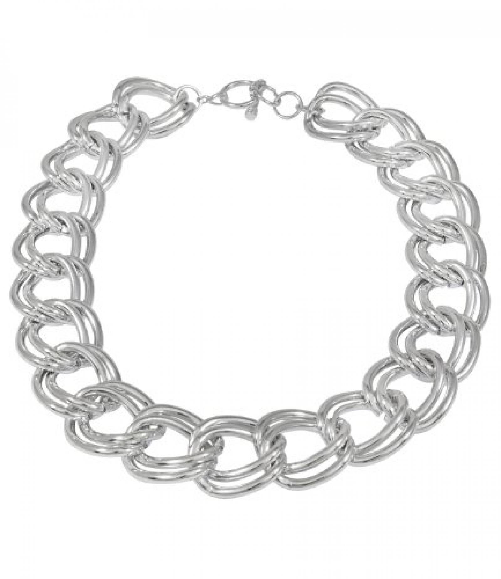 SIX "Steel Statement" silberne Doppel Gliederkette aus Metall (351-924) 